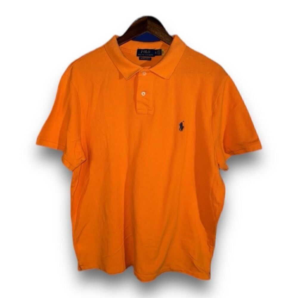 Polo Ralph Lauren Sailing Orange Pique Polo Shirt Size XL